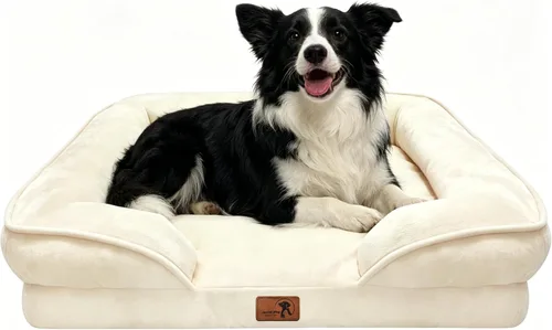 Vista 13 de Spotted Play Cama ortopédica para perros con lados, sofá cama para perros pequeños, sofá cama de espuma de apoyo para mascotas con funda extraíble