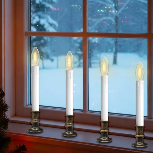 Vista 13 de Velas de ventana operadas por batería SUNSGNE, velas de ventana sin llama con sensor del atardecer al amanecer para decoración navideña de mesa