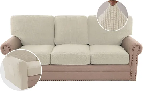 Vista 53 de H.VERSAILTEX Fundas elásticas para sillas de varias piezas, fundas para cojines ajustables para asiento y respaldo