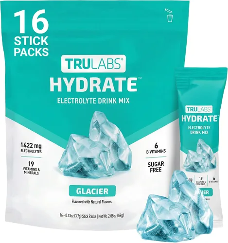 Vista 11 de TRULABS Hydrate - Mezcla de bebida con electrolitos – Sabor cítrico Splash, paquetes de hidratación sin azúcar con electrolitos de 1422 mg y 19