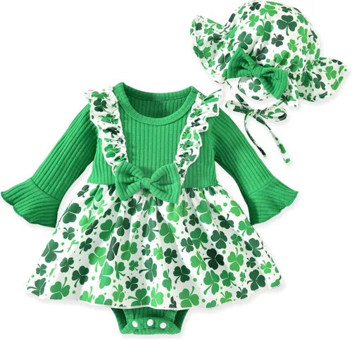 Vista 9 de Aalizzwell Vestido mameluco de una pieza para bebés y niñas con sombrero de 0 a 18 meses Rojo Navidad