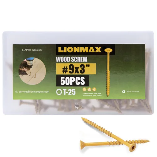Vista 11 de LIONMAX Tornillos de cubierta de 2-1/2 pulgadas, tornillos para madera #9 x 2-1/2 pulgadas, 50 unidades, resistentes a la corrosión, revestimiento