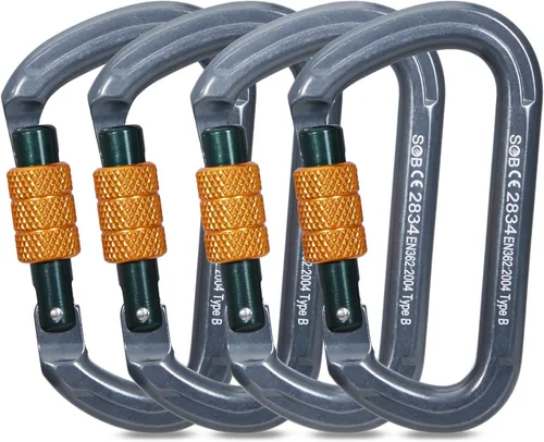 Vista 11 de SOB Clips de mosquetón de escalada con bloqueo automático, conector de mosquetón asimétrico de alta resistencia utilizado para rappel