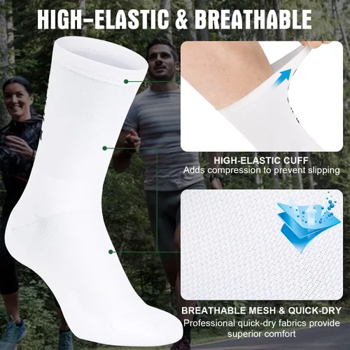 Vista 4 de Souke Sports Calcetines de ciclismo para hombres y mujeres, transpirables y acolchados que absorben la humedad, calcetines de compresión atléticos