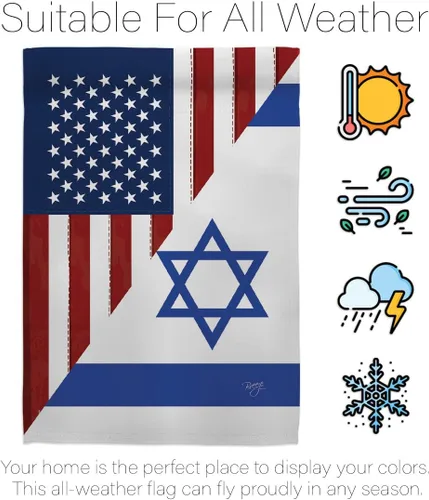 Vista 6 de Bandera estadounidense Israelí Bandera de Israel, 2 piezas de pancartas de pared para habitación, patio, césped, jardín, tapiz interior al aire