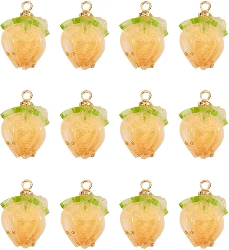 Vista 8 de 20 dijes colgantes de flores de resina, coral natural, flores reales, cuentas sueltas espaciadoras con microcuentas de vidrio para manualidades