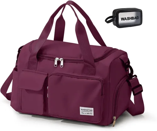 Vista 69 de Bolsa de Gimnasio Pequeña para Mujer, Bolsa de Lona de Viaje, Bolsa de Fin de Semana con Compartimento para Zapatos