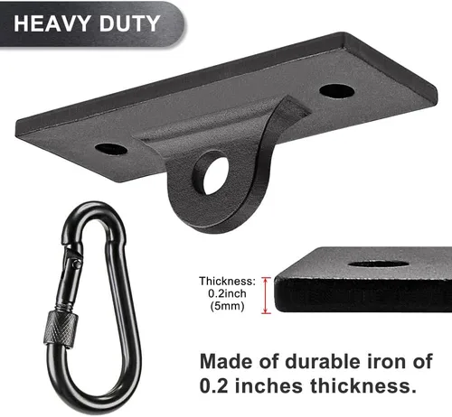 Vista 3 de Dolibest Perchas y soportes para bolsas pesadas, soporte de techo con mosquetón para entrenamiento de fuerza, yoga aéreo y bandas de resistencia