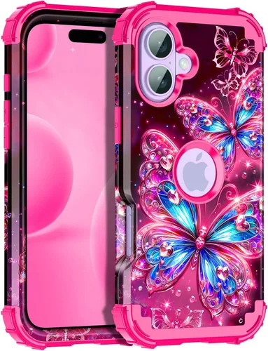Vista 70 de Miqala Funda para iPhone 12, iPhone 12 Pro, que brilla en la oscuridad, tres capas, resistente a los golpes, protección de plástico duro + funda