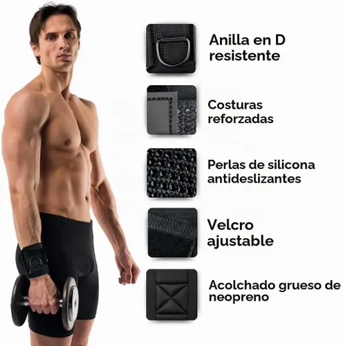Vista 8 de Weight Lifting Straps with D Ring - Gym Straps with D Ring Negro