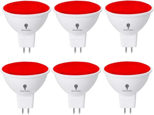 Vista 7 de BlueX - Paquete de 6 bombillas LED MR16 naranja, 4 W (equivalente a 40 vatios), base de dos pines GU5.3 de 12 V, decoración de fiesta, porche