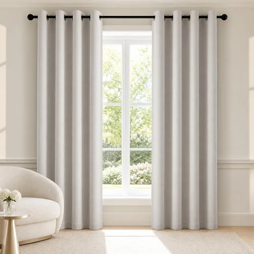 Vista 205 de Deconovo Cortinas opacas 100% con forro negro, cortinas con ojales aisladas térmicamente que reducen el ruido, doble capa para oscurecer