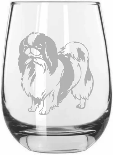Vista 390 de Shar Pei (chino) - Vaso de vino sin tallo grabado para perro, 15.25 onzas