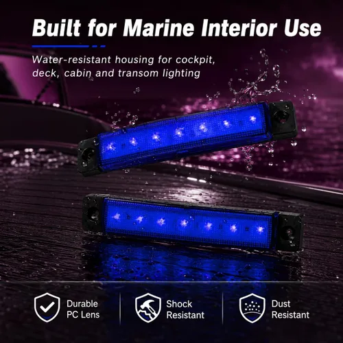 Vista 3 de Shangyuan Luces marinas para barco, luces interiores LED utilitarias para cubierta de cortesía, luz de cabina de popa de popa de 12 V, luces marinas