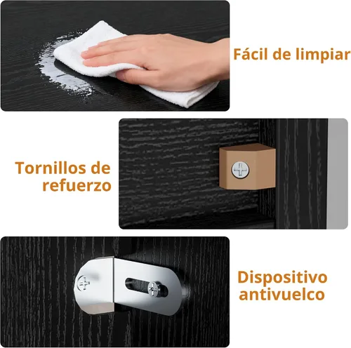 Vista 6 de IRONCK Organizador de almacenamiento de 8 cubos, estantería vertical reversible, color negro