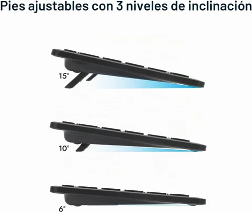 Vista 6 de Combo de teclado y mouse inalámbricos, teclas de interruptor de tijera, receptor USB 2-en-1 y dos Bluetooth, diseño silencioso multidispositivo