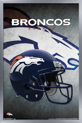 Vista 12 de Trends International NFL Denver Broncos - Póster de pared con casco 16, 14.725 x 22.375 pulgadas, versión enmarcada de madera de granero Versión