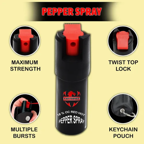 Vista 6 de FIGHTSENSE Paquete combinado de spray de pimienta, kit de defensa personal extremadamente potente para mujeres