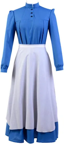 Vista 4 de Vestido de sirvienta de Sophie de manga larga para mujer, disfraz de cosplay con delantal blanco para Halloween