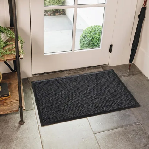 Vista 2 de WaterHog Max Diamond - Tapete de entrada de grado comercial con patrón de diamante y borde de goma, interior/exterior, de secado rápido, resistente