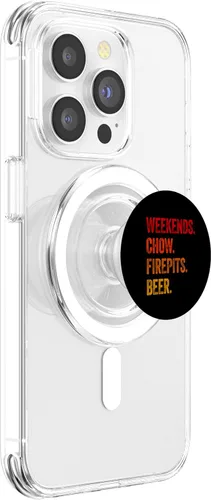 Vista 3 de Weekends Chow Firepits Beer Funny Dog PopSockets MagSafe PopGrip for iPhone