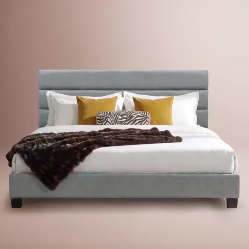 Vista 8 de Click365 Hudson - Base de cama de plataforma tamaño King, cama tapizada de piel sintética negra con cabecera copetuda, soporte de listones de Cuero