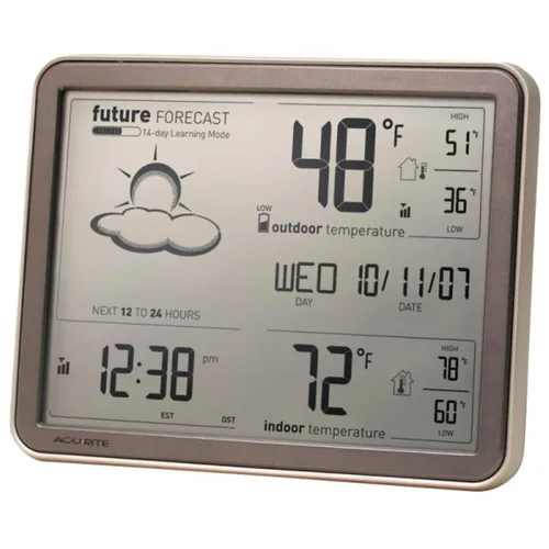 Vista 4 de Estación meteorológica AcuRite con pantalla gigante y reloj atómico