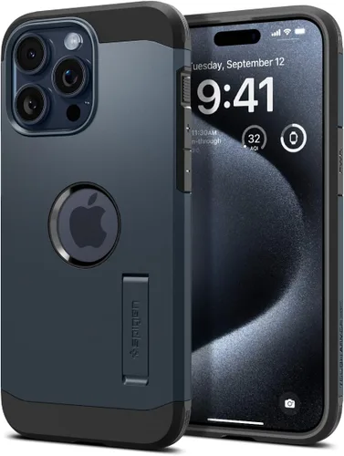Vista 25 de Spigen Tough Armor MagFit Funda Diseñada para iPhone 15 (2023) [Soporte] [Protección de Grado Militar] Compatible con MagSafe - Negro
