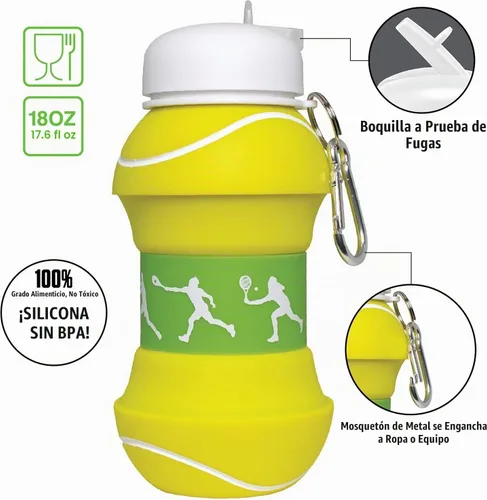 Vista 4 de Maccabi Art Clip-On - Botella de agua plegable de silicona sin BPA para niños, 18 onzas