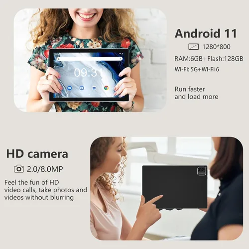 Vista 7 de 2024 Tabletas más nuevas de 10 pulgadas, tabletas Android, 6 GB+128 GB+1 TB Expandir Tableta, Quad-Core, cámara dual, 6000 mAh, 1280 * 800 IPS HD