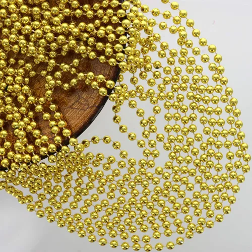 Vista 4 de GiftExpress Collares de cuentas de oro metálico de 33 pulgadas y 0.276 in para fiesta de Mardi Gras, fiesta de cuenta regresiva de Año Nuevo, collar