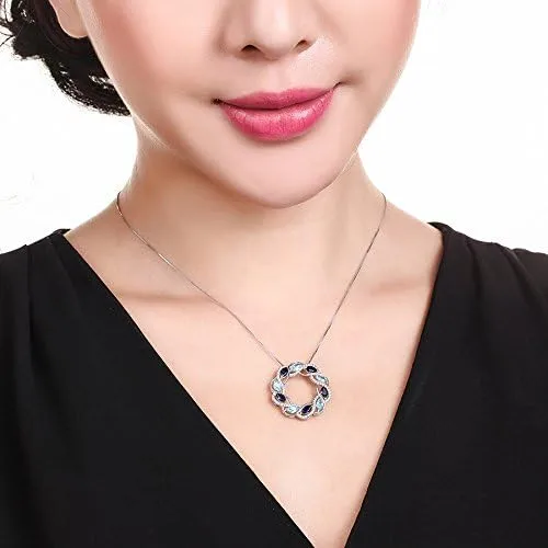 Vista 2 de Merthus Collar de plata de ley 925 con zafiro sintético y topacio azul para mujer de 17.7in