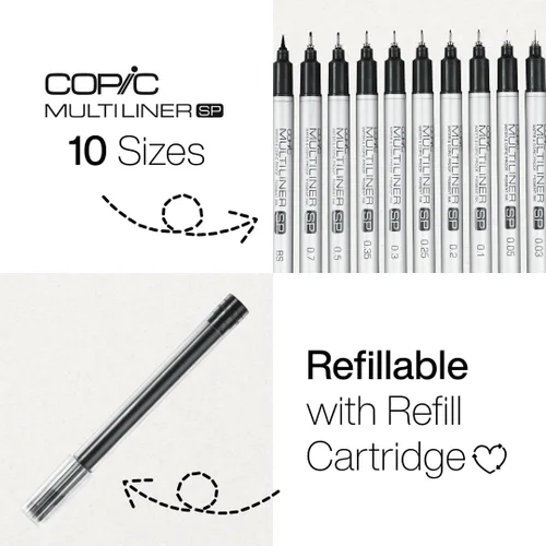 Vista 3 de Copic Multiliner SP - Marcador de tinta negra, punta 0.1