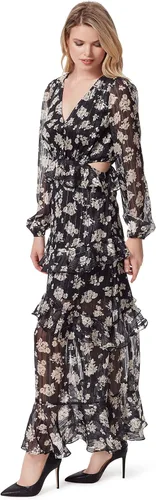 Vista 2 de Jessica Simpson Vestido largo con volantes y cuello en V Baianca para mujer