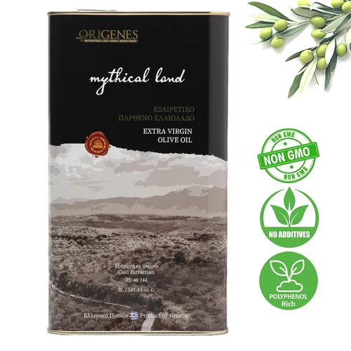 Vista 4 de Lata de aceite de oliva virgen extra, gran sabor prensado en frío, AOVE rico en polifenoles, aceite de oliva KORONEIKI virgen extra, AOVE