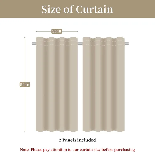 Vista 3 de Loom and Mill - Cortinas de lujo de jacquard para dormitorio, cortinas de damasco beige de 2 paneles con alzapaños, elegante cortina de ventana
