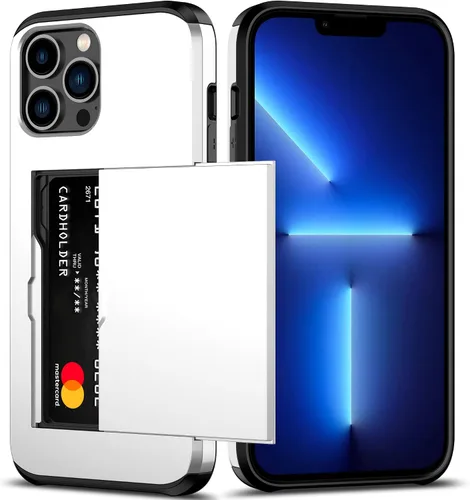 Vista 32 de Nvollnoe Funda para iPhone 13 con tarjetero [almacena 5 tarjetas] Funda tipo cartera de doble capa resistente a prueba de golpes con ranura oculta