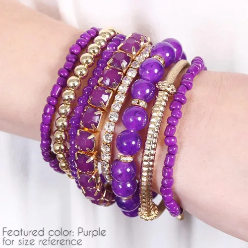 Vista 2 de RIAH Fashion - Pulseras apilables con cuentas de varios colores, pulseras para usar en capas