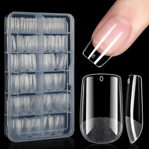 Vista 13 de AILLSA Puntas de uñas de bailarina, puntas de uñas de gel transparente