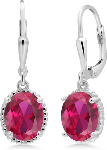 Vista 57 de Gem Stone King Aretes colgantes de gota para mujer, plata de ley 925, piedra natal ovalada de 0.354 x 0.276 in, joyería fina, regalos para ella