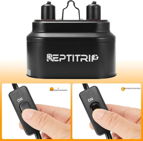 Vista 7 de Accesorio de luz dual para reptiles con interruptores, accesorio de lámpara de calor para reptiles, accesorio de bombilla UVB para terrario
