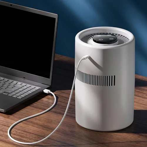 Vista 4 de Purificador de aire y humidificador, 2 en 1, 5 W, 4 L, tanque de agua, silencioso, humidificador evaporativo y purificador de aire, combo