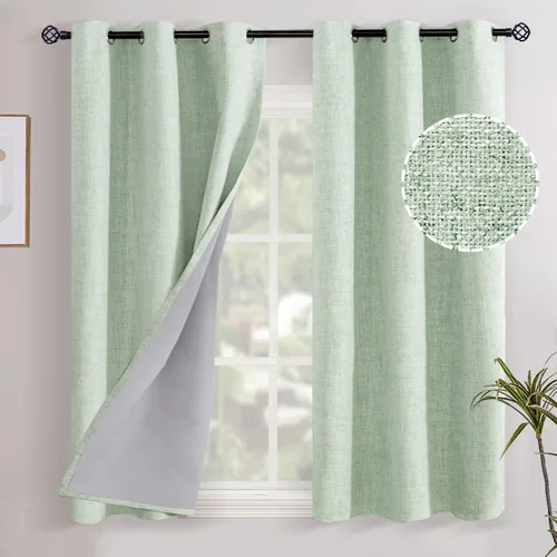 Vista 63 de YoungsTex - Cortinas opacas de lino para dormitorio, oscurecimiento de la habitación, cortinas con textura de lino, paneles con aislamiento térmico