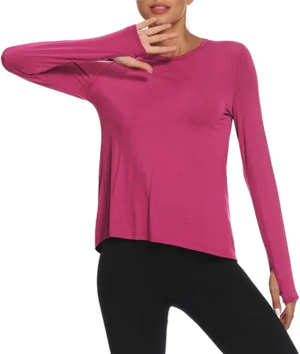Vista 5 de Mippo Long Sleeve Workout Shirts for Women Yoga Tops Open Back Running Shirts Athletic Clothes