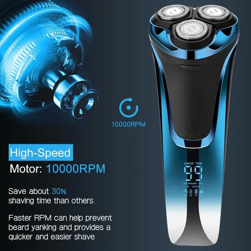 Vista 4 de Snapbuy - Maquinilla de afeitar eléctrica para hombres, Snapbuy Pro of Father, afeitadora giratoria de cabeza flotante 4D, afeitadora eléctrica