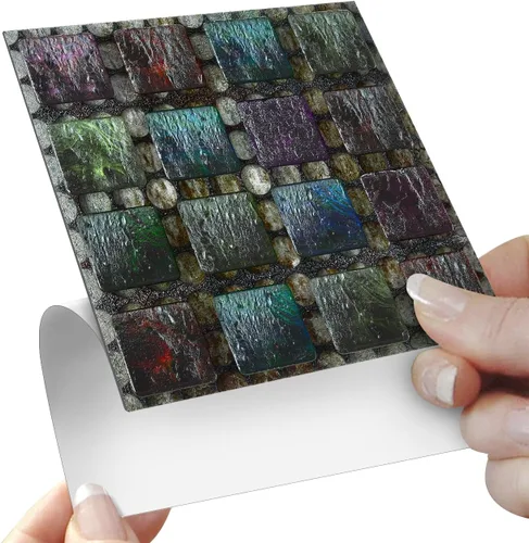Vista 17 de Alwayspon 25 piezas de transferencias de azulejos de mosaico despegar y pegar para decoración del hogar, 4x4 pulgadas autoadhesivas impermeables