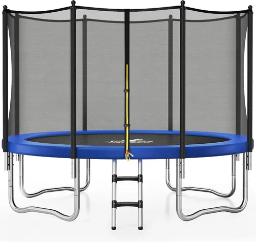 Vista 15 de JELENS Trampolín de 8 pies, 10 pies, 12 pies, 14 pies, 15 pies, trampolines para exteriores con red de cierre y escalera, trampolines recreativos
