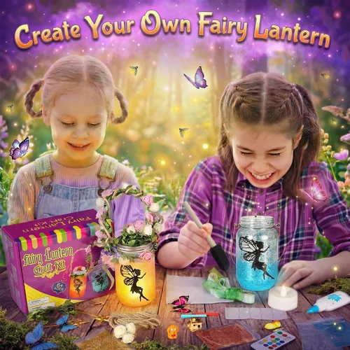 Vista 4 de Kit de manualidades de linterna de hadas Alritz, regalos de Navidad para niñas, luz nocturna de tarro Mason con control remoto, manualidades