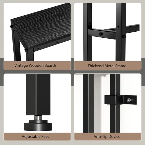 Vista 6 de Mesa de sofá de consola estrecha de 78 pulgadas con tomas de corriente y 2 puertos USB, en forma de L detrás del sofá, 3 opciones de montaje, mesas