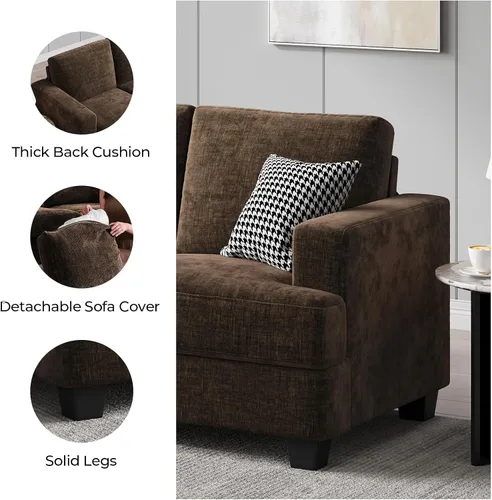 Vista 7 de COPIAE Sofá de asiento profundo de 89 pulgadas, sofá de felpilla de 3